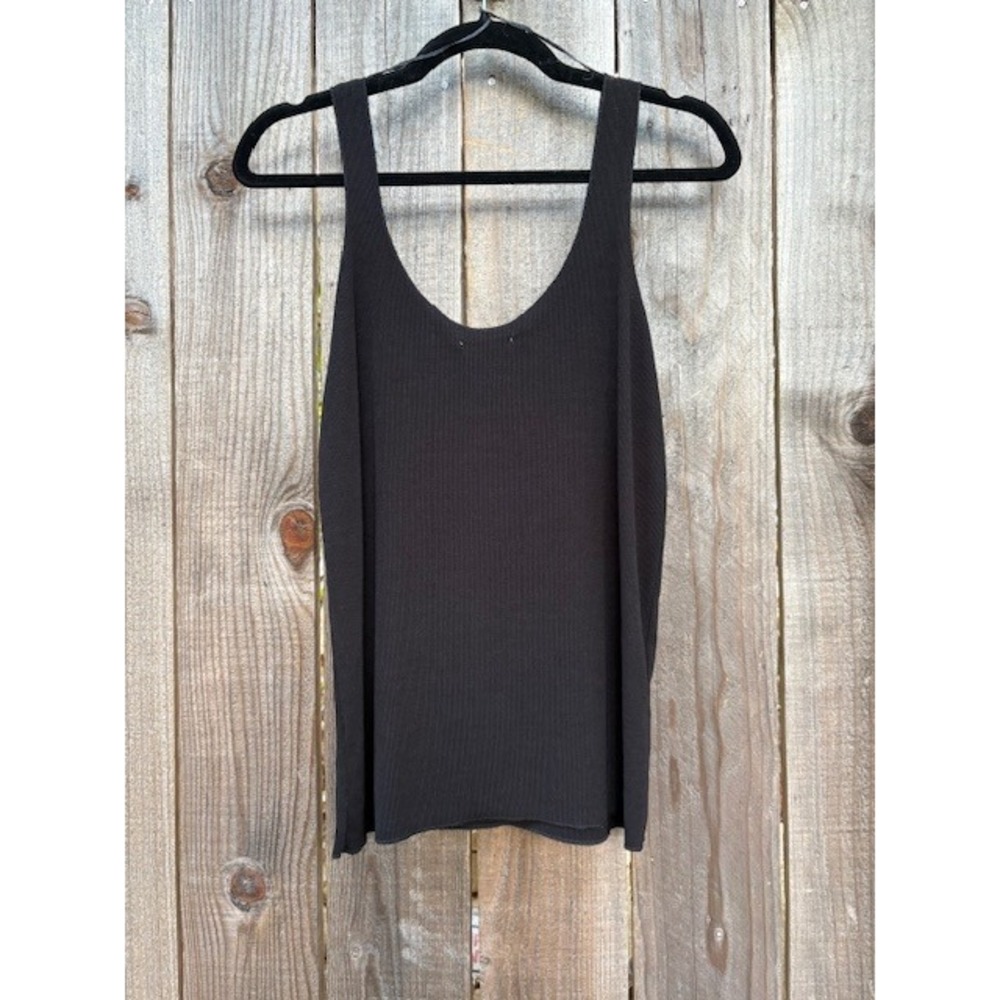 Zara Ribbed Tank Top Black Sleeveless Knit Basic Casual Women's